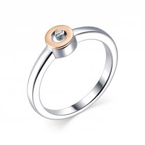Серебряное кольцо Алькор с золотой накладкой и бриллиантом 01-1723/000Б-00 01-1723/000Б-00 фото
