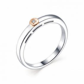 Серебряное кольцо Алькор с золотой накладкой и бриллиантом 01-1727/000Б-00 01-1727/000Б-00 фото