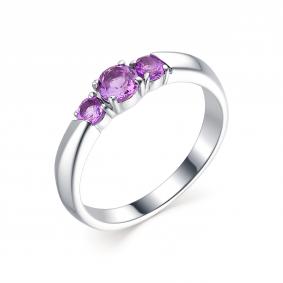 Серебряное кольцо АЛЬКОР 01-1775/00АМ-00 с аметистом 01-1775/00АМ-00 фото