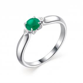 Серебряное кольцо АЛЬКОР 01-1809/БРАГ-00 с бриллиантом и агатом 01-1809/БРАГ-00 фото