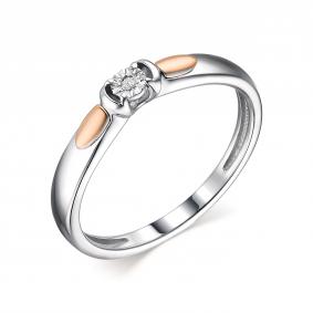 Серебряное кольцо Алькор с золотой накладкой и бриллиантом 01-1863/000Б-00 01-1863/000Б-00 фото