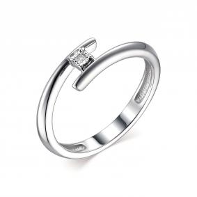Серебряное кольцо АЛЬКОР 01-1916/000Б-00 с бриллиантом 01-1916/000Б-00 фото
