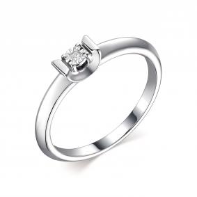 Серебряное кольцо АЛЬКОР 01-1917/000Б-00 с бриллиантом 01-1917/000Б-00 фото