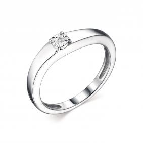 Серебряное кольцо АЛЬКОР 01-2006/000Б-00 с бриллиантом 01-2006/000Б-00 фото