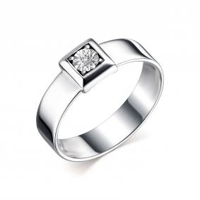 Серебряное кольцо АЛЬКОР 01-2069/000Б-00 с бриллиантом 01-2069/000Б-00 фото