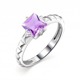 Серебряное кольцо АЛЬКОР 01-2093/00АМ-00 с аметистом 01-2093/00АМ-00 фото