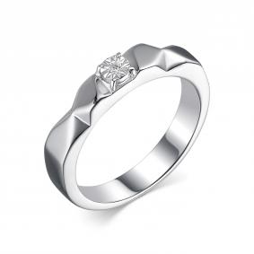 Серебряное кольцо АЛЬКОР 01-2100/000Б-00 с бриллиантом 01-2100/000Б-00 фото