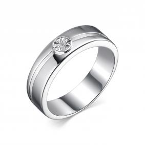 Серебряное кольцо АЛЬКОР 01-2119/000Б-00 с бриллиантом 01-2119/000Б-00 фото