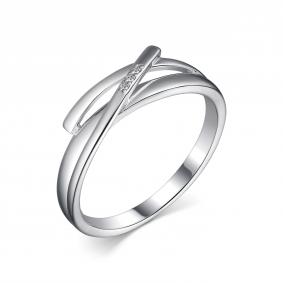 Серебряное кольцо АЛЬКОР 01-2144/000Б-00 с бриллиантом 01-2144/000Б-00 фото