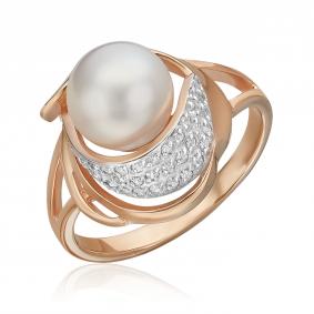 Золотое кольцо Platina 01-2163-00-302-1110-31 с фианитом и жемчугом 01-2163-00-302-1110-31 фото