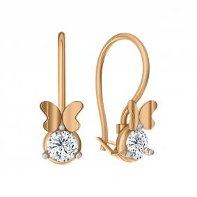 Золотые серьги Sanis 01-219244 с фианитом 01-219244 фото