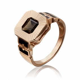 Золотое кольцо Platina 01-2215-00-202-1110-46 с кварцем и эмалью 01-2215-00-202-1110-46 фото