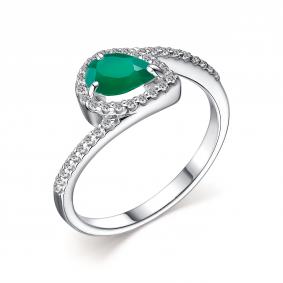 Серебряное кольцо АЛЬКОР 01-2228/00АГ-00 с фианитом и агатом 01-2228/00АГ-00 фото