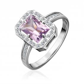 Серебряное кольцо Platina 01-2322-00-209-0200 с фианитом и аметистом 01-2322-00-209-0200 фото