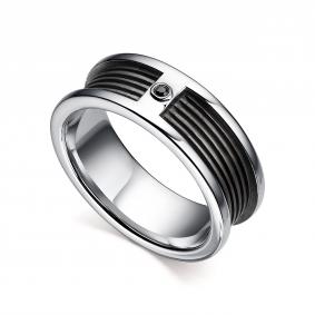 Кольцо из черненого серебра АЛЬКОР 01-2506/00ЧБ-07 с чёрным бриллиантом 01-2506/00ЧБ-07 фото