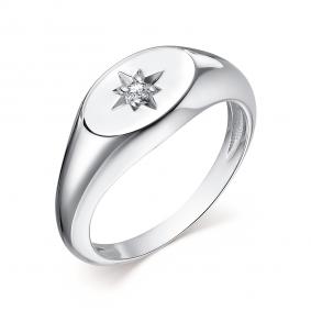 Серебряное кольцо АЛЬКОР 01-2580/00СВ-00 с фианитом 01-2580/00СВ-00 фото