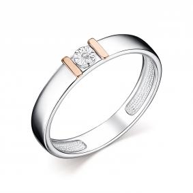 Серебряное кольцо Алькор с золотой накладкой и бриллиантом 01-2677/000Б-00 01-2677/000Б-00 фото