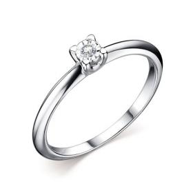 Серебряное кольцо АЛЬКОР 01-2706/000Б-00 с бриллиантом 01-2706/000Б-00 фото