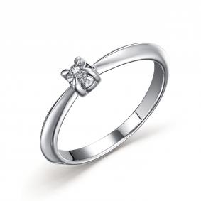 Серебряное кольцо АЛЬКОР 01-2708/000Б-00 с бриллиантом 01-2708/000Б-00 фото