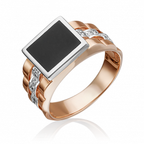 Кольцо из комбинированного золота Platina 01-2716-00-401-1111-25 с фианитом и эмалью 01-2716-00-401-1111-25 фото