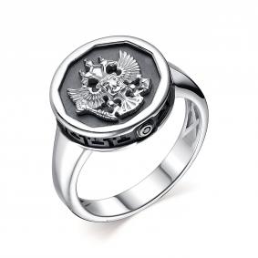 Серебряное кольцо АЛЬКОР 01-2826/00ЧБ-17 с чёрным бриллиантом 01-2826/00ЧБ-17 фото