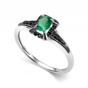 Серебряное кольцо АЛЬКОР 01-2920/000И-17 с изумрудом и шпинелью 01-2920/000И-17 фото
