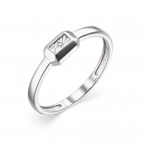 Серебряное кольцо АЛЬКОР 01-2926/000Б-00 с бриллиантом 01-2926/000Б-00 фото