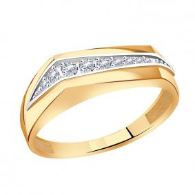 Золотое кольцо Золотые узоры 01-2954 с цирконием 01-2954 фото