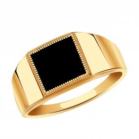 Золотое кольцо Золотые узоры 01-2955 с ониксом 01-2955 фото