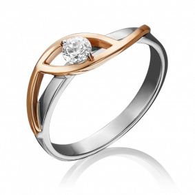 Кольцо из комбинированного золота Platina 01-3202-00-401-1111-03 с фианитом 01-3202-00-401-1111-03 фото