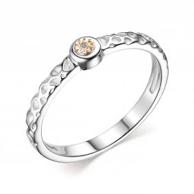 Серебряное кольцо АЛЬКОР с золотой накладкой и бриллиантом 01-3265/000Б-00 01-3265/000Б-00 фото