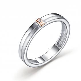 Серебряное кольцо АЛЬКОР с золотой накладкой и бриллиантом 01-3270/000Б-00 01-3270/000Б-00 фото