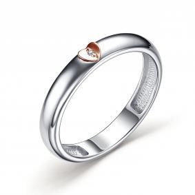 Серебряное кольцо Алькор с золотой накладкой и бриллиантом 01-3274/000Б-00 01-3274/000Б-00 фото