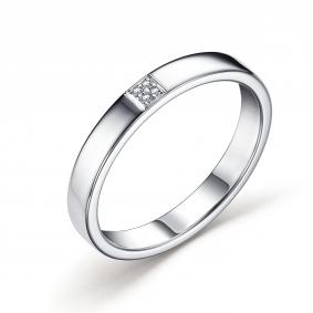 Серебряное кольцо АЛЬКОР 01-3296/000Б-00 с бриллиантом 01-3296/000Б-00 фото