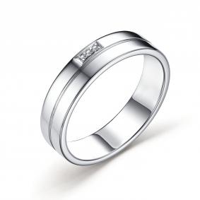 Серебряное кольцо АЛЬКОР 01-3301/000Б-00 с бриллиантом 01-3301/000Б-00 фото
