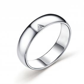 Серебряное кольцо АЛЬКОР 01-3302/000Б-00 с бриллиантом 01-3302/000Б-00 фото