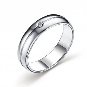 Серебряное кольцо АЛЬКОР 01-3303/000Б-00 с бриллиантом 01-3303/000Б-00 фото