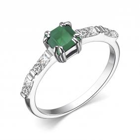 Серебряное кольцо АЛЬКОР 01-3379/00АГ-00 с фианитом и агатом 01-3379/00АГ-00 фото