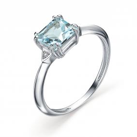 Серебряное кольцо АЛЬКОР 01-3466/БРТБ-00 с топазом и бриллиантом 01-3466/БРТБ-00 фото