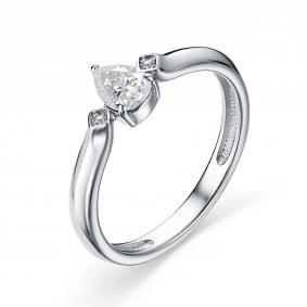 Серебряное кольцо АЛЬКОР 01-3470/БРГХ-00 с бриллиантом и горным хрусталём 01-3470/БРГХ-00 фото