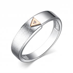 Серебряное кольцо АЛЬКОР с золотой накладкой и бриллиантом 01-3502/000Б-00 01-3502/000Б-00 фото