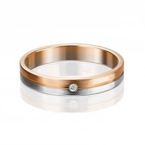 Обручальное кольцо 3,5 мм из комбинированного золота Platina с фианитом 01-3505-00-401-1111-21 01-3505-00-401-1111-21 фото