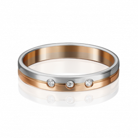 Обручальное кольцо из комбинированного золота Platina с фианитом 01-3506-00-401-1111-21 01-3506-00-401-1111-21 фото