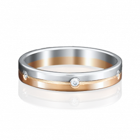 Обручальное кольцо из комбинированного золота Platina с фианитом 01-3508-00-401-1111-21 01-3508-00-401-1111-21 фото