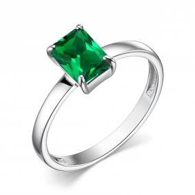 Серебряное кольцо АЛЬКОР 01-3512/00НИ-00 с гидротермальным изумрудом 01-3512/00НИ-00 фото