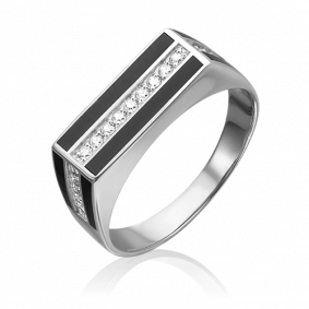 Кольцо из белого золота Platina 01-3624-00-401-1120-25 с фианитом и эмалью 01-3624-00-401-1120-25 фото