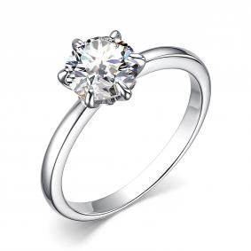 Серебряное кольцо АЛЬКОР 01-3648/00СВ-00 с фианитом 01-3648/00СВ-00 фото
