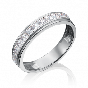 Обручальное кольцо из белого золота Platina с фианитом 01-3660-00-501-1120-38 01-3660-00-501-1120-38 фото