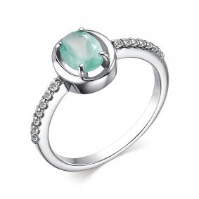 Серебряное кольцо АЛЬКОР 01-3689/00МА-00 с фианитом и агатом 01-3689/00МА-00 фото