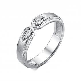 Серебряное кольцо АЛЬКОР 01-3711/000Б-00 с бриллиантом 01-3711/000Б-00 фото